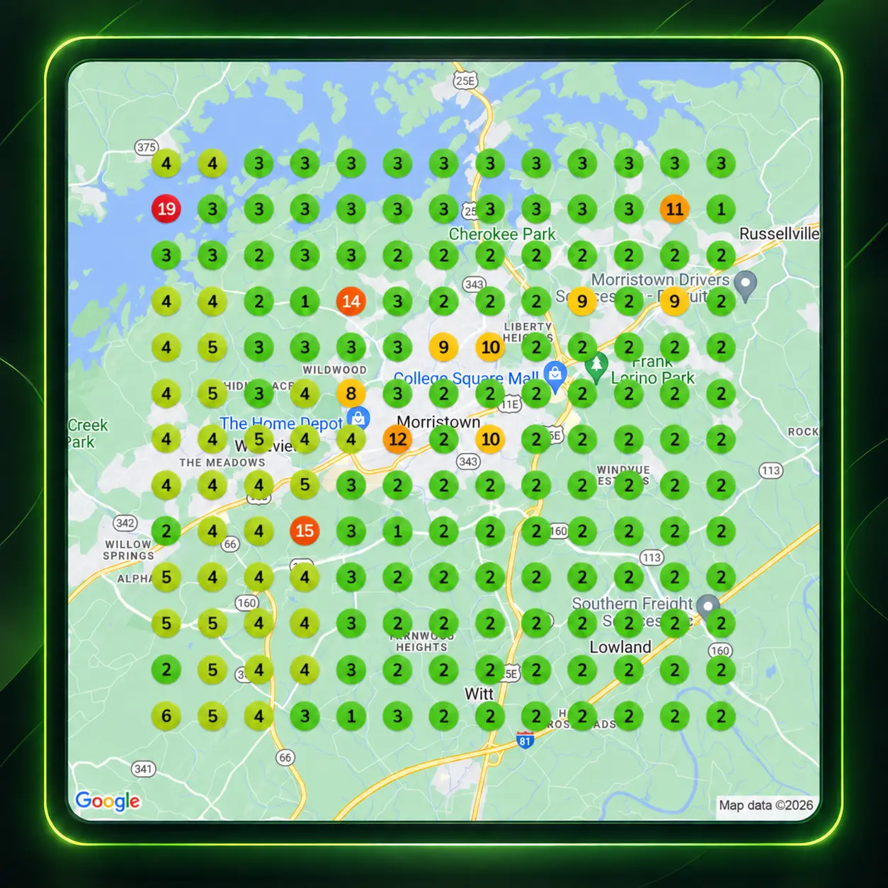 Cleaning company Google Maps geo-grid rankings